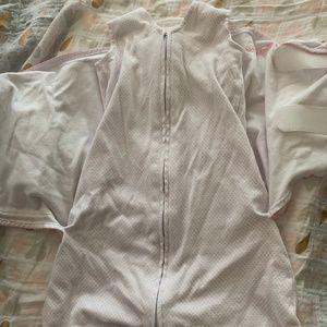HALO SleepSack Cotton Swaddle, Pink Pin Dot NB
